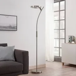LED Deckenfluter Darion Lindby, dimmbar, alu / grau / zink, für Wohn- / Esszimmer, Metall, Modern, LED Stehlampe