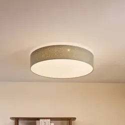 LED Deckenlampe Ellamina Lindby, dimmbar, alu / grau / zink, für Wohn- / Esszimmer, Textil / Stoff / Seide, Modern, LED Deckenleuchte