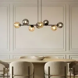 Glas Hängelampe Isamer Lindby, dimmbar, schwarz, für Wohn- / Esszimmer, Metall, Modern, Pendelleuchte