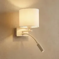 Wandlampe Bilo Argon, dimmbar, creme / amber, für Schlafzimmer, Textil / Stoff / Seide, Modern, Wandleuchte, Wandlampe Innen