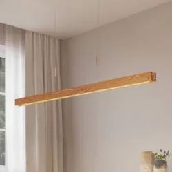 Holz Hängelampe Alimara Lindby, dimmbar, Holz hell, für Wohn- / Esszimmer, Metall, Modern, Pendelleuchte