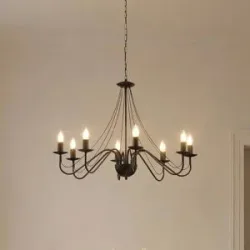 Kronleuchter Malbo, schwarz, Metall, 8-flammig, E14 Malbo HELAM, dimmbar, schwarz, für Wohn- / Esszimmer, Metall, Modern