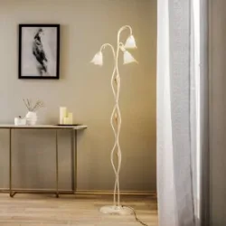 Stehlampe Lucrezia ONLI, creme / amber, für Wohn- / Esszimmer, Glas, Landhaus / Rustikal, Stehlampe