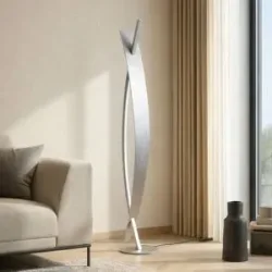 LED Stehlampe Marija Lucande, dimmbar, chrom / silber, für Wohn- / Esszimmer, Metall, Modern, LED Stehlampe
