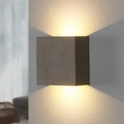 Wandlampe Yva Lindby, alu / grau / zink, für Flurbereich, Beton, Modern, LED Wandleuchte, Wandlampe Innen