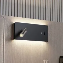 Wandlampe Kimo Lucande, schwarz, für Wohn- / Esszimmer, Metall, Modern, LED Wandleuchte, Wandlampe Innen