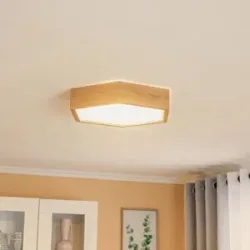 Deckenlampe Hagen Envostar, dimmbar, Holz hell, für Wohn- / Esszimmer, Holz, Deckenlampe