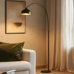 Stehlampe Tonka Lindby, schwarz, für Wohn- / Esszimmer, Metall, Modern, Stehlampe