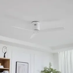 Lucande Deckenventilator Vindur, weiß, DC, leise Vindur, weiß / opal, für Wohn- / Esszimmer, Metall, Modern