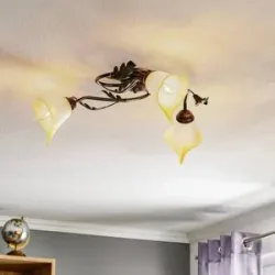 Deckenlampe Quercia ONLI, dimmbar, creme / amber, für Wohn- / Esszimmer, Glas, Florentiner, Deckenlampe