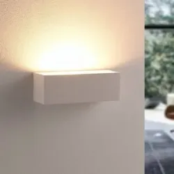 Wandlampe Santino Lindby, dimmbar, weiß / opal, für Wohn- / Esszimmer, Gips / Ton, Modern, Wandleuchte, Wandlampe Innen