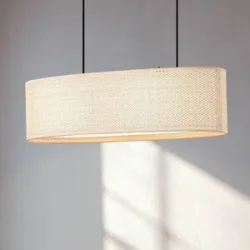 Hängelampe Soula Lindby, dimmbar, creme / amber, für Wohn- / Esszimmer, Kunststoff, Landhaus / Rustikal, Pendelleuchte
