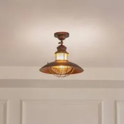 Deckenlampe Louisanne Lindby, dimmbar, braun / rost, für Küche, Metall, Maritim, Deckenlampe
