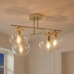 Deckenlampe Zoe Domiluce, dimmbar, messing / gold, für Wohn- / Esszimmer, Metall, Deckenlampe