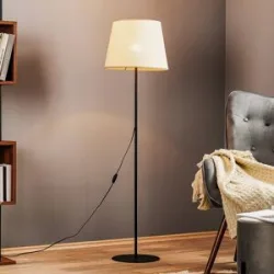 Stehlampe Chicago TK Lighting, creme / amber, für Wohn- / Esszimmer, Textil / Stoff / Seide, Stehlampe