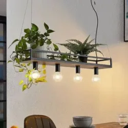 Hängelampe Kirista Lindby, dimmbar, schwarz, für Wohn- / Esszimmer, Metall, Vintage, Pendelleuchte