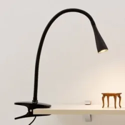 Klemmleuchte BARIS Lindby, schwarz, für Arbeitszimmer / Büro, Metall, Modern, Klemmleuchte