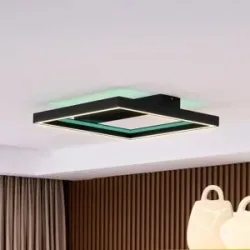 Smart Home Deckenlampe Tjado Lucande, dimmbar, schwarz, für Wohn- / Esszimmer, Metall, Modern, Smart Home Deckenlampe