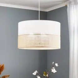 Hängelampe Linobianco TK Lighting, dimmbar, weiß / opal, für Wohn- / Esszimmer, Textil / Stoff / Seide, Modern, Pendelleuchte