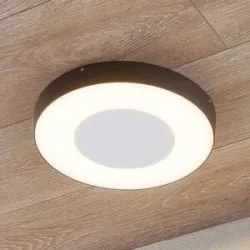 Lucande LED-Außendeckenleuchte Sora, rund, Sensor, IP54 Sora, alu / grau / zink, Aluminium, Modern, LED Deckenleuchten