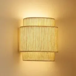 Wandlampe Anuva Lindby, dimmbar, creme / amber, für Wohn- / Esszimmer, Papier / Lunolit / Lunopal, Landhaus / Rustikal, Wandleuchte, Wandlampe Innen