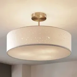 Deckenlampe Umma Lindby, dimmbar, weiß / opal, für Wohn- / Esszimmer, Textil / Stoff / Seide, Modern, Deckenlampe