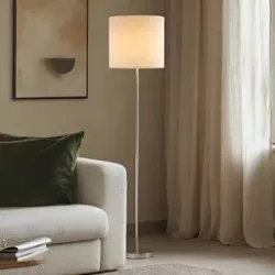 Stehlampe Parsa Lindby, weiß / opal, für Wohn- / Esszimmer, Textil / Stoff / Seide, Junges Wohnen, Stehlampe