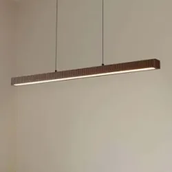 Holz Hängelampe Emara Lucande, dimmbar, Holz dunkel, für Wohn- / Esszimmer, Holz, Design, Pendelleuchte