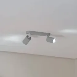 Deckenstrahler Livia, grau, 35 cm, 2-flg., Metall, GU10 Livia TK Lighting, dimmbar, alu / grau / zink, für Kinderzimmer, Metall, Strahler