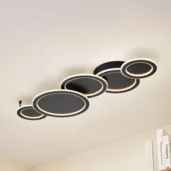 LED Deckenlampe Diala Lucande, dimmbar, schwarz, für Wohn- / Esszimmer, Kunststoff, Modern, LED Deckenleuchte