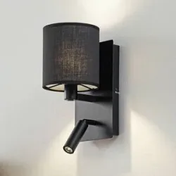 Wandlampe Aiden Lindby, dimmbar, schwarz, für Wohn- / Esszimmer, Textil / Stoff / Seide, Modern, Wandleuchte, Wandlampe Innen