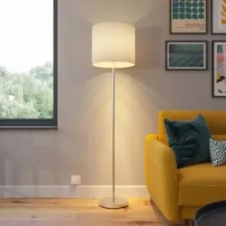 Stehlampe Everly Lindby, weiß / opal, für Wohn- / Esszimmer, Textil / Stoff / Seide, Modern, Stehlampe