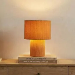 Tischlampe Jone Lindby, braun / rost, für Wohn- / Esszimmer, Textil / Stoff / Seide, Modern, Tischlampe