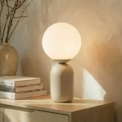 Tischlampe Lennes Lindby, weiß / opal, für Wohn- / Esszimmer, Glas, Modern, Tischlampe