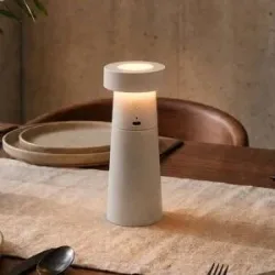 LED Tischlampe Salt Lucande, alu / grau / zink, für Wohn- / Esszimmer, Kunststoff, Modern, LED Tischlampe