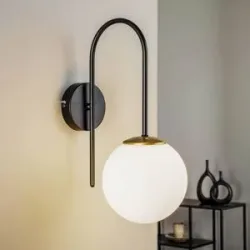 Wandlampe Berlin Luminex, dimmbar, schwarz, für Wohn- / Esszimmer, Metall, Wandleuchte, Wandlampe Innen