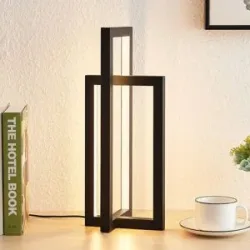 LED Tischlampe Hylda Lucande, dimmbar, schwarz, für Wohn- / Esszimmer, Aluminium, Modern, LED Tischlampe