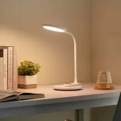 LED Schreibtischlampe Valtaria Lindby, dimmbar, weiß / opal, für Arbeitszimmer / Büro, Kunststoff, Modern, LED Tischlampe