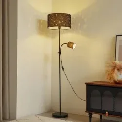Stehlampe Melanie Lindby, alu / grau / zink, für Wohn- / Esszimmer, Metall, Modern, Stehlampe