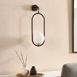 Wandlampe Samba Jupiter, dimmbar, schwarz, für Wohn- / Esszimmer, Glas, Modern, Wandleuchte, Wandlampe Innen