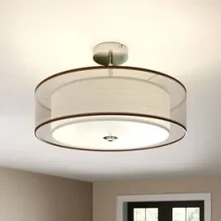 Deckenlampe Pikka Lindby, dimmbar, braun / rost, für Wohn- / Esszimmer, Textil / Stoff / Seide, Modern, Deckenlampe