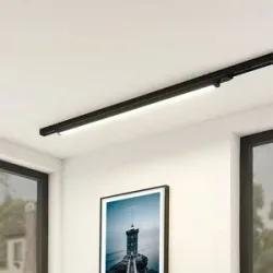 Arcchio LED-Schienenleuchte Harlow, schwarz, 109 cm, 4.000 K Harlow, schwarz, für Arbeitszimmer / Büro, Aluminium, Modern, Stromschienenstrahler