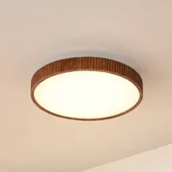 LED Deckenlampe Velua Lindby, dimmbar, Holz dunkel, für Wohn- / Esszimmer, Holz, Modern, LED Deckenleuchte