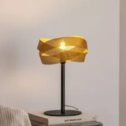Tischlampe Tornado Domiluce, messing / gold, für Wohn- / Esszimmer, Metall, Modern, Tischlampe
