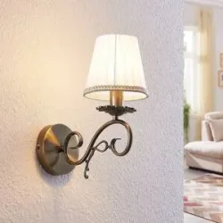 Wandlampe Finnick Lindby, dimmbar, bronze / altmessing, für Wohn- / Esszimmer, Textil / Stoff / Seide, Wandleuchte, Wandlampe Innen