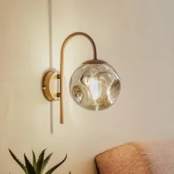 Wandlampe Valentina Lindby, dimmbar, braun / rost, für Wohn- / Esszimmer, Metall, Design, Wandleuchte, Wandlampe Innen