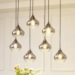 Glas Hängelampe Jarven Lucande, dimmbar, alu / grau / zink, für Wohn- / Esszimmer, Glas, Modern, Pendelleuchte