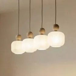 Glas Hängelampe Ballo TK Lighting, dimmbar, creme / amber, für Wohn- / Esszimmer, Glas, Pendelleuchte