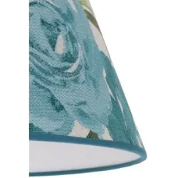 Lampenschirm Sofia Höhe 15,5cm Blumenmuster türkis Duolla, blau, Textil / Stoff / Seide