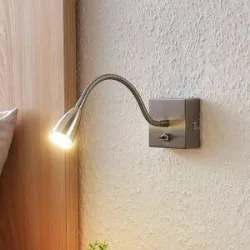 Wandlampe Jolka Lindby, alu / grau / zink, für Schlafzimmer, Metall, Modern, LED Wandleuchte, Wandlampe Innen